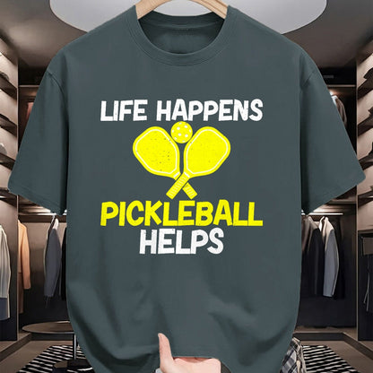 Funny Pickleball Shirt, Pickleball Lover Unisex T-Shirt/Hoodie/Sweatshirt HLT00 - Womens Life Happens Pickleball helps Pickleball V-Neck T-Shirt