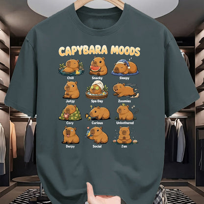 Cute Capybara Shirt, Funny Capybara Unisex T-Shirt/Hoodie/Sweatshirt HLT00 - Funny Capybara Moods Cute Chart Chill Zen Animal Art T-Shirt, Men, Black, 3X-Large