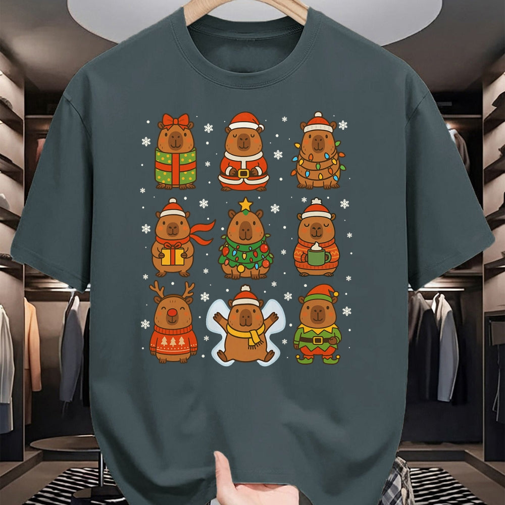 Cute Capybara Shirt, Funny Capybara Unisex T-Shirt/Hoodie/Sweatshirt HLT00 - Cute Christmas Capybara Funny Family Xmas Men Women Kids T-Shirt
