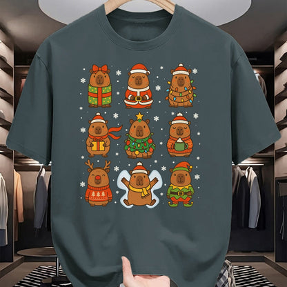 Cute Capybara Shirt, Funny Capybara Unisex T-Shirt/Hoodie/Sweatshirt HLT00 - Cute Christmas Capybara Funny Family Xmas Men Women Kids T-Shirt