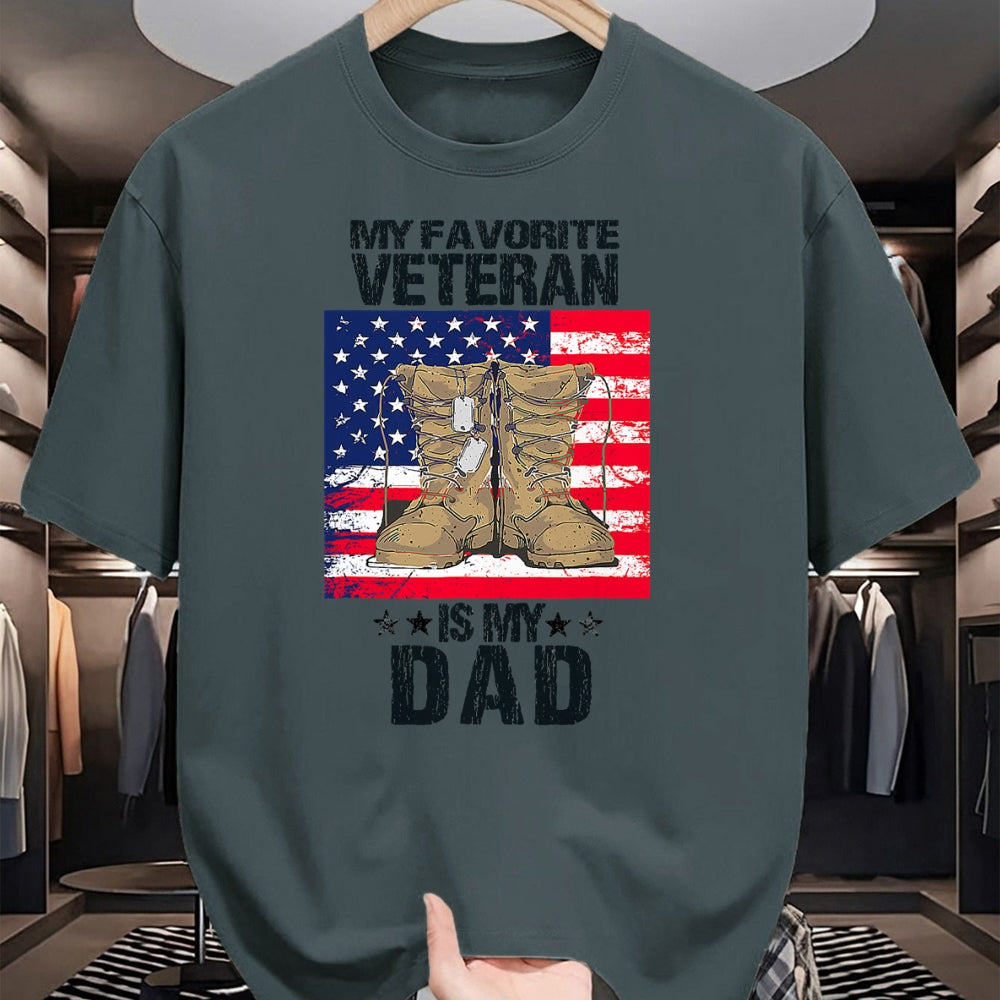 Gift for Dad Shirt, Funny Dad Unisex T-Shirt/Hoodie/Sweatshirt HLT00 – Dad Father_s Day My Favorite Veteran Is My Father Proud Kids T-Shirt