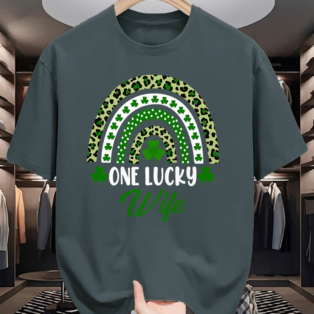 Best Wife Shirt, Wife and Husband Unisex T-Shirt/Hoodie/Sweatshirt HLT00 - Gift for wife T shirt, lucky wife   One Lucky Wife Rainbow St Patricks Day Lucky Wife T-Shirt