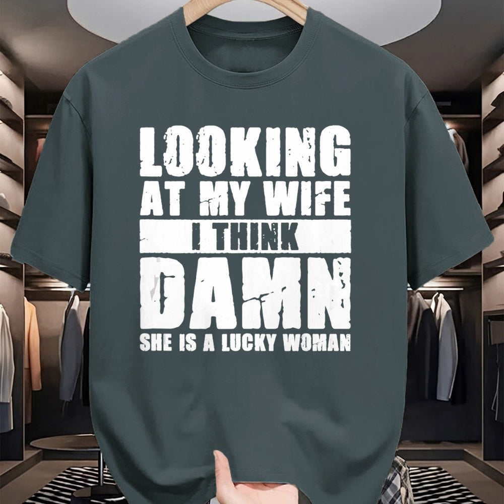 Best Wife Shirt, Wife and Husband Unisex T-Shirt/Hoodie/Sweatshirt HLT00 - Gift for wife T shirt, lucky wife   She is a Lucky Woman - Anniversary Gift - Wife & Husband Tank To