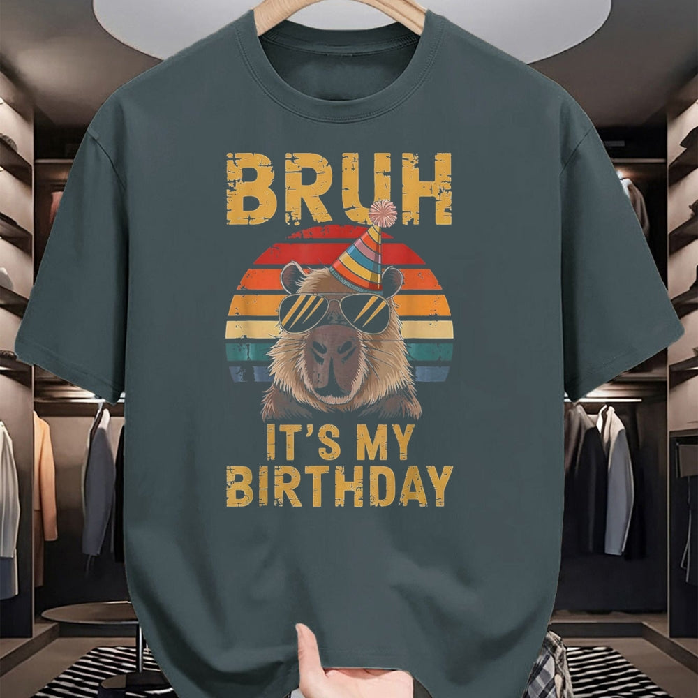 Cute Capybara Shirt, Funny Capybara Unisex T-Shirt/Hoodie/Sweatshirt HLT00 - Funny Capybara Birthday Boys Adult Kids Bruh Its My Birthday T-Shirt, Youth, Black, Large