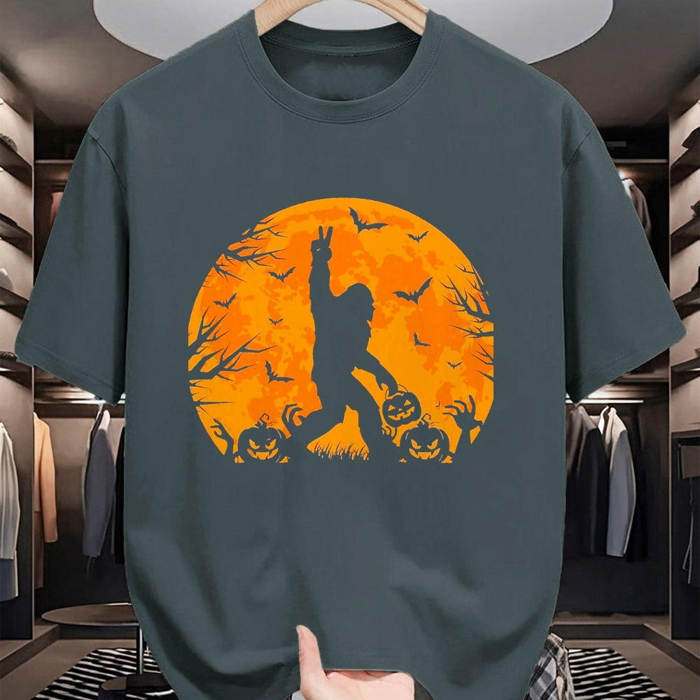 Best Thanksgiving Family Shirt , Funny Thanksgiving UnisexT-Shirt/Hoodie/Sweatshirt HLT00 - Spooky Halloween Bigfoot Pumpkin Funny Halloween Sasquatch T-Shirt, Men, Black, XX-Large