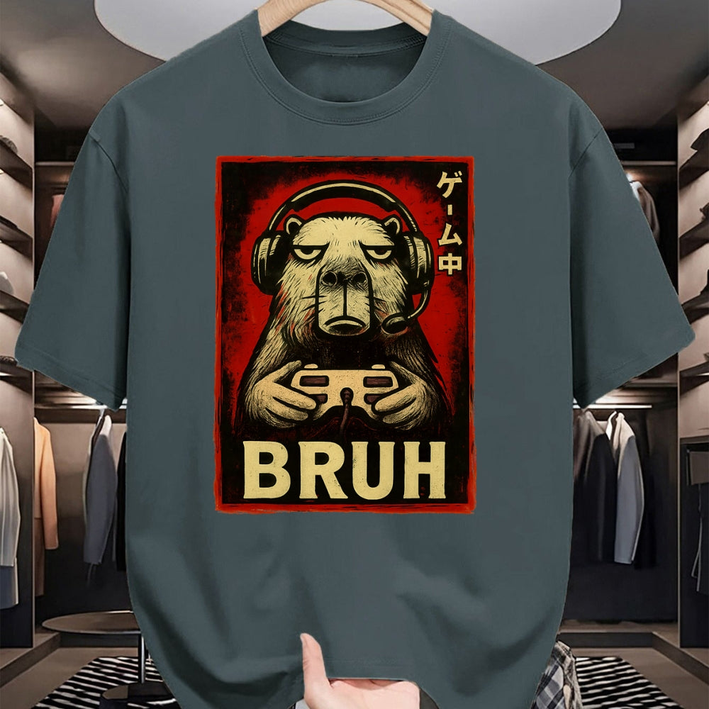 Cute Capybara Shirt, Funny Capybara Unisex T-Shirt/Hoodie/Sweatshirt HLT00 - Funny Capybara Gamer Bruh Graphic Tee Men Boys Teens Gaming T-Shirt