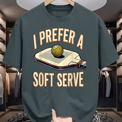 Funny Pickleball Shirt, Pickleball Lover Unisex T-Shirt/Hoodie/Sweatshirt HLT00 - I Prefer A Soft Serve Vintage Pickleball Player Pun Humor T-Shirt