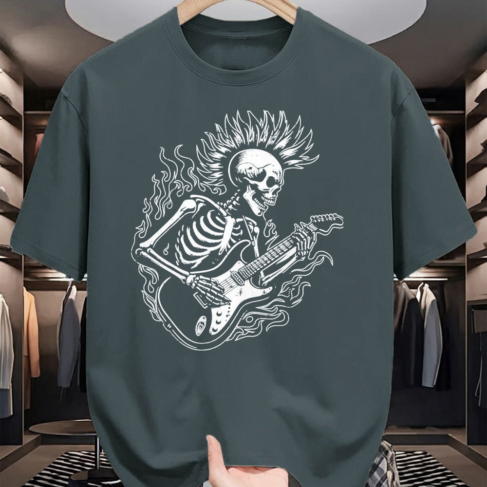 Guitar Lover Shirt, Funny Guitar UnisexT-Shirt/Hoodie/Sweatshirt HLT00 - Punk Rock Skeleton Electric Guitar Rocker Men Boys Kids T-Shirt, Men, Black, Large