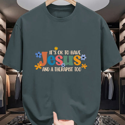 Christian Tee, Christian Faith Unisex T-Shirt/Hoodie/Sweatshirt HLT00 - It_s Ok To Have Jesus & A Therapist Too Christian Jesus God T-Shirt