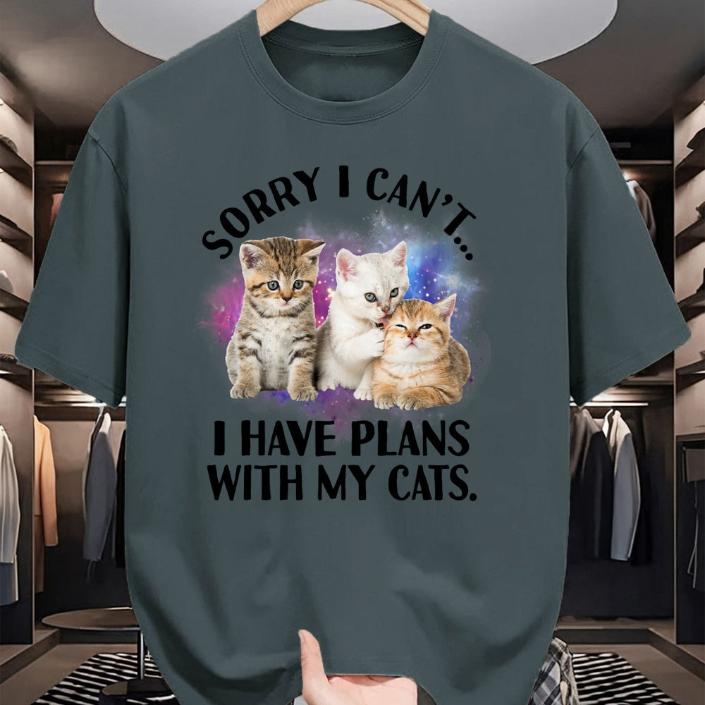 Cat Love Shirt, Funny Cat Lover Gift UnisexT-Shirt/Hoodie/Sweatshirt HLT00 - Sorry I Can_t I Have Plans with My Cat - Cat Lover Gift T-Shirt