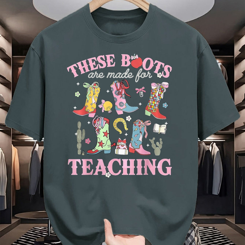 Best Student Shirt, Funny Back To School UnisexT-Shirt/Hoodie/Sweatshirt HLT00 - These Boots are Made for Teaching Teacher Back to School T-Shirt, Women, Olive Green, Medium