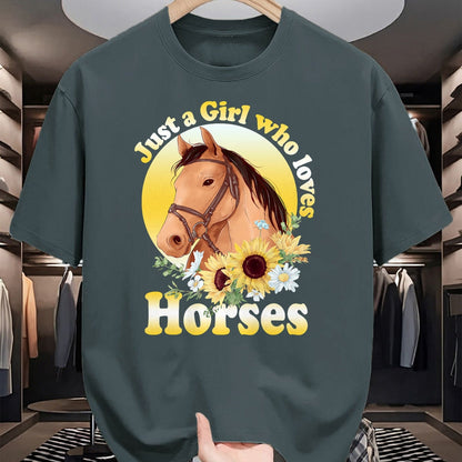 Best Horse Lover Shirt , Funny Horse UnisexT-Shirt/Hoodie/Sweatshirt HLT00 - Just A Girl Who Loves Horses - Riding Girls T-Shirt Small