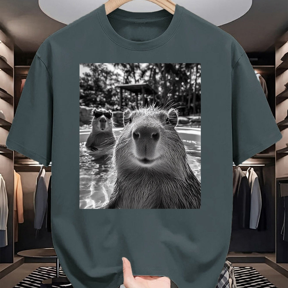 Cute Capybara Shirt, Funny Capybara Unisex T-Shirt/Hoodie/Sweatshirt HLT00 - Funny Capybara Selfie T Shirts for Men and Women Cute Animal Tees