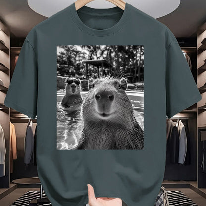 Cute Capybara Shirt, Funny Capybara Unisex T-Shirt/Hoodie/Sweatshirt HLT00 - Funny Capybara Selfie T Shirts for Men and Women Cute Animal Tees