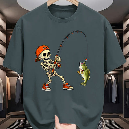 Funny Fishing Shirt, Gift For Fishing Lover Unisex T-Shirt/Hoodie/Sweatshirt HLT00 - Halloween Skeleton Fishing Bass Fisherman Funny Spooky T-Shirt