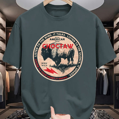 Native American T-Shirts, Vintage Native American Unisex T-Shirt/Hoodie/Sweatshirt HLT00 - Choctaw Native American Indian Born Freedom Wild Buffalo Premium