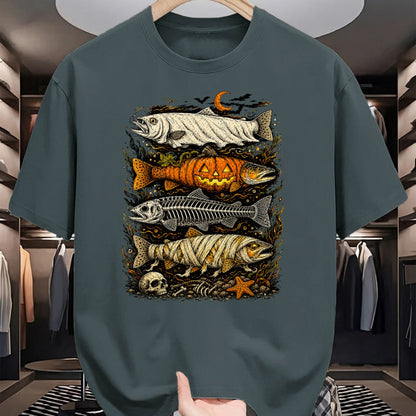 Funny Fishing Shirt, Gift For Fishing Lover Unisex T-Shirt/Hoodie/Sweatshirt HLT00 - Trout Fish Halloween Fishing Fisherman Spooky Season T-Shirt