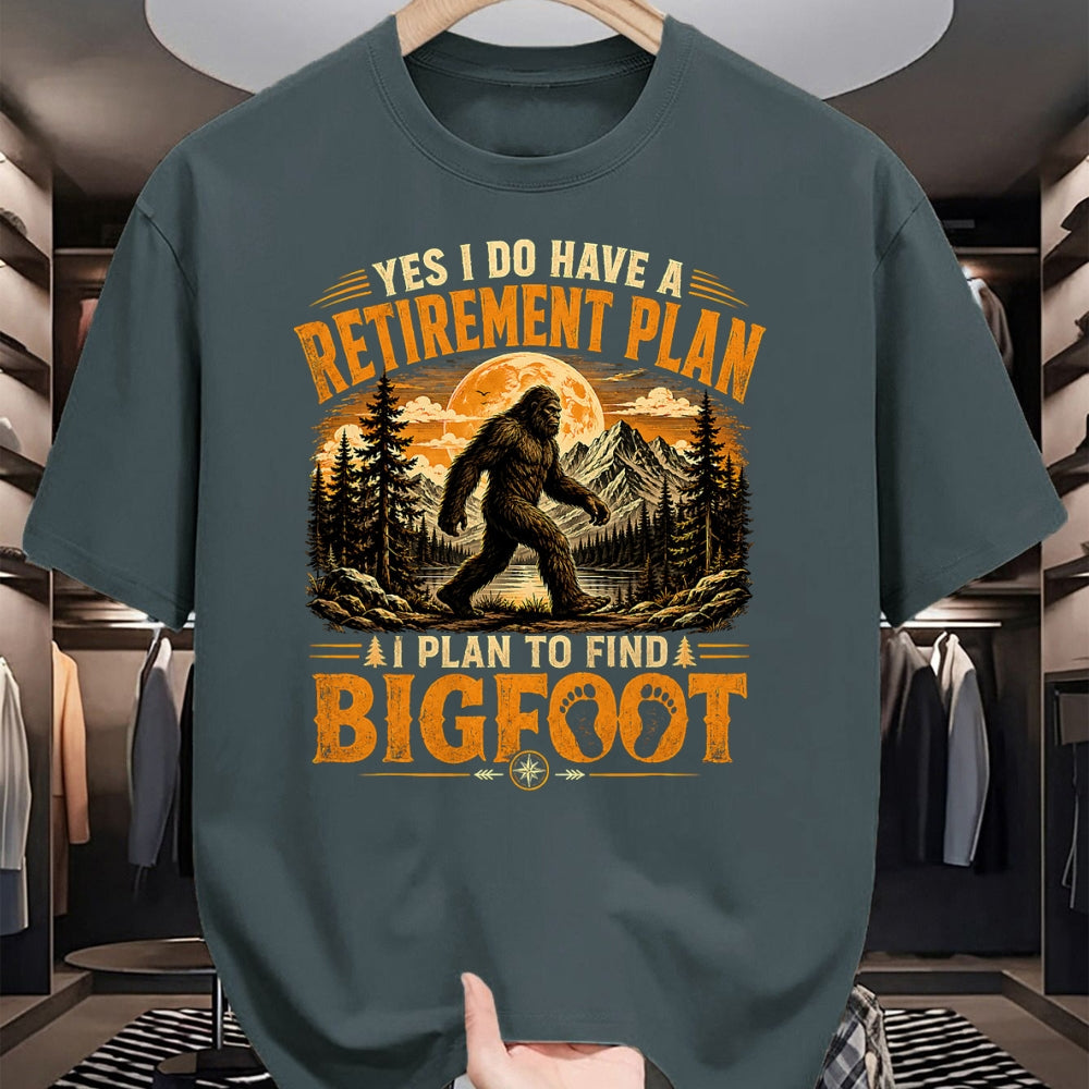 Funny Camping Shirt, Gift For Camping Lover Unisex T-Shirt/Hoodie/Sweatshirt HLT00 - Vintage Bigfoot Mountain Explorer Retirement Plan Merch T-Shirt