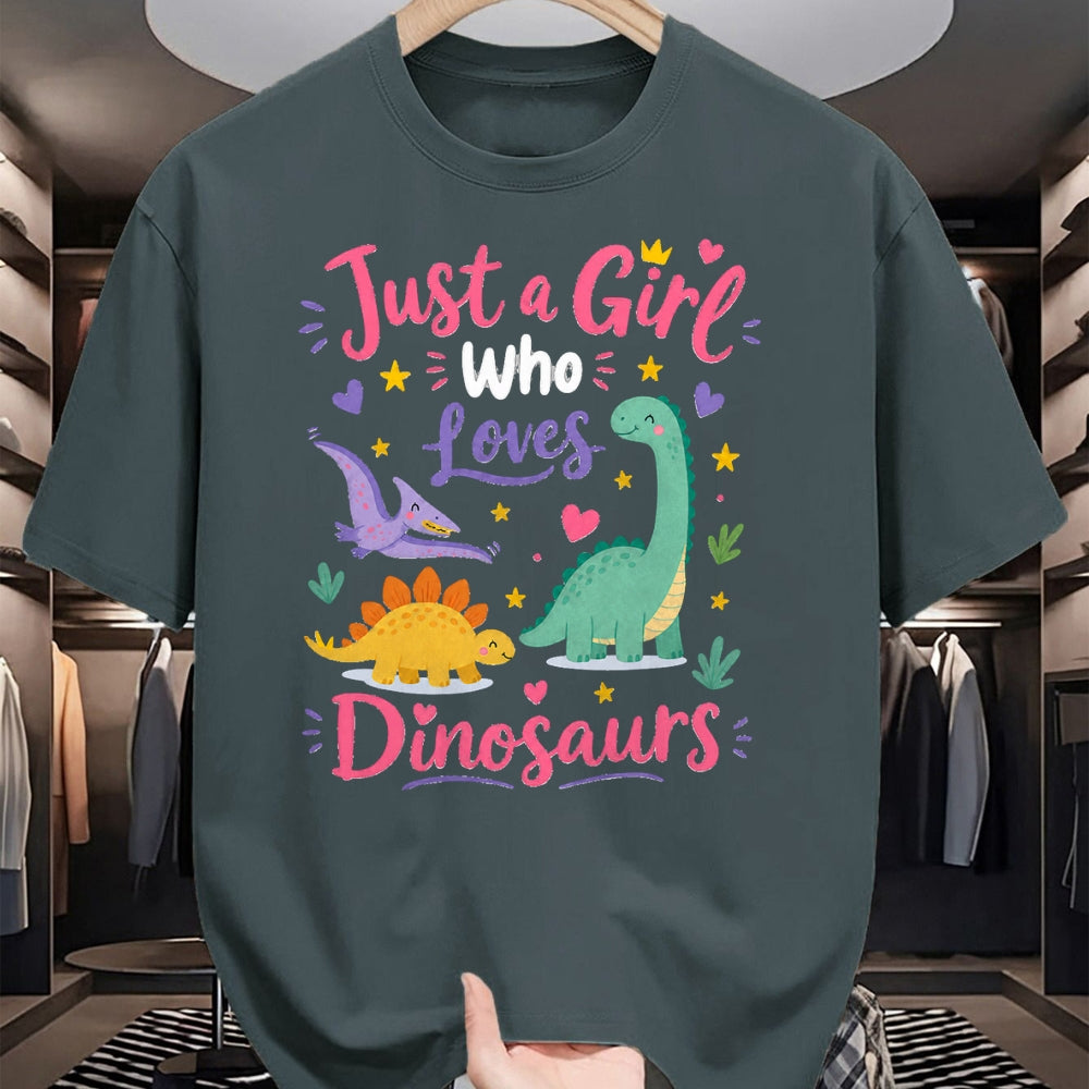 Best Dinosaur Lover Shirt, Funny Dinosaur UnisexT-Shirt/Hoodie/Sweatshirt HLT00 - Just a Girl Who Loves Dinosaurs Cartoon Design T-Shirt