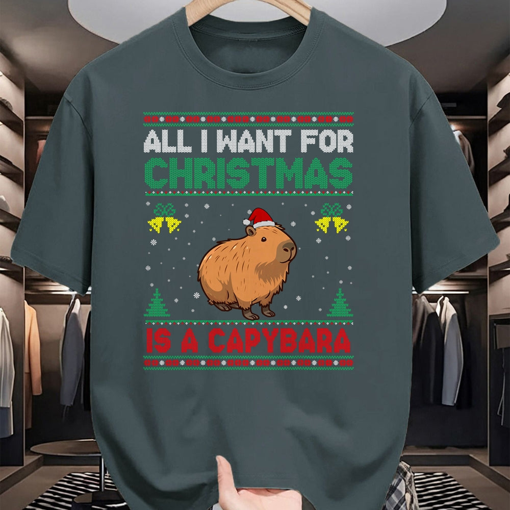Cute Capybara Shirt, Funny Capybara UnisexT-Shirt/Hoodie/Sweatshirt HLT00 - All I Want for Christmas is A Capybara Ugly Sweater T-Shirt
