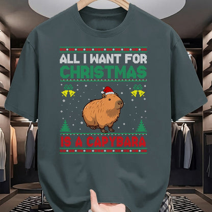 Cute Capybara Shirt, Funny Capybara UnisexT-Shirt/Hoodie/Sweatshirt HLT00 - All I Want for Christmas is A Capybara Ugly Sweater T-Shirt