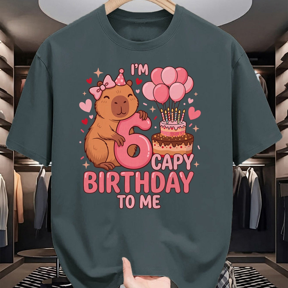 Cute Capybara Shirt, Funny Capybara UnisexT-Shirt/Hoodie/Sweatshirt HLT00 - Capybara 6 Year Birthday Girl Capybara 6th Birthday 2020 T-Shirt