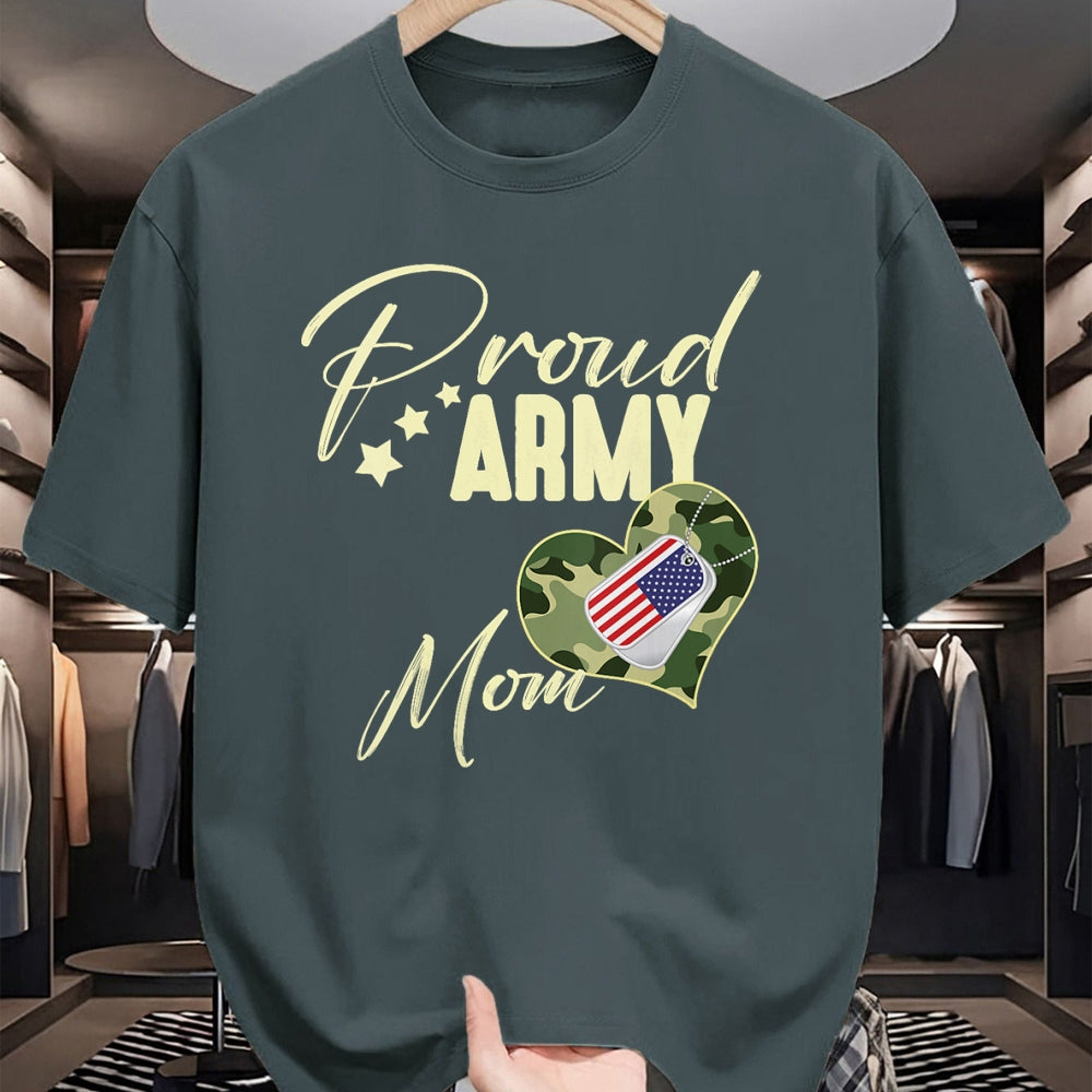 Gift for Dad Shirt, Funny Dad Unisex T-Shirt/Hoodie/Sweatshirt HLT00 – Proud Army MOM Camouflage Dog Tag USA American Flag V-Neck T-Shirt