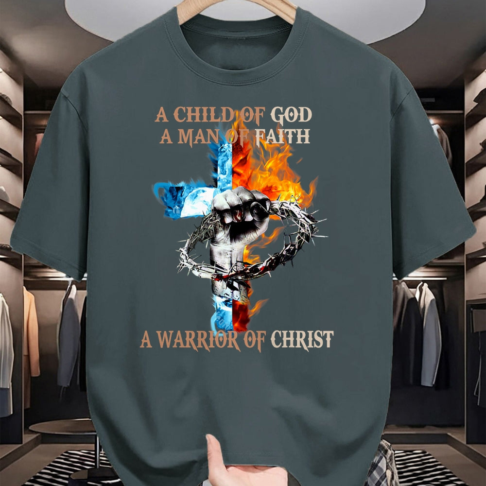 Christian Tee, Christian Faith Unisex T-Shirt/Hoodie/Sweatshirt HLT00 -  A Child Of God A Man Of Faith A Warrior Of Christ T-Shirt