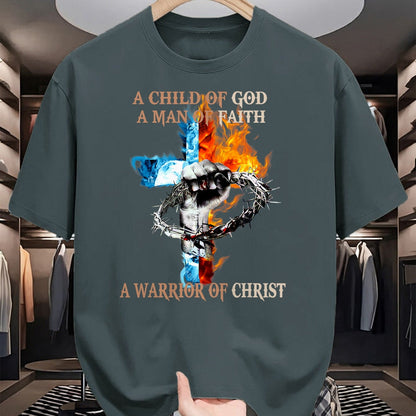 Christian Tee, Christian Faith Unisex T-Shirt/Hoodie/Sweatshirt HLT00 -  A Child Of God A Man Of Faith A Warrior Of Christ T-Shirt