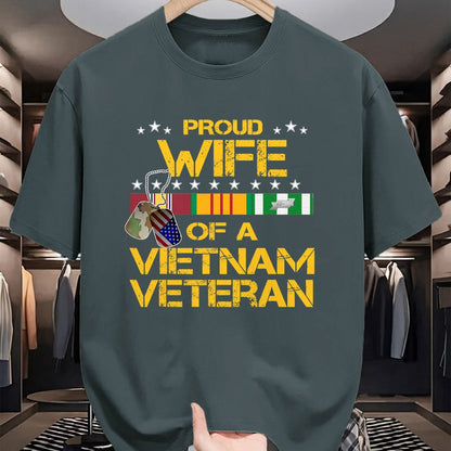 Best Wife Shirt, Wife and Husband Unisex T-Shirt/Hoodie/Sweatshirt HLT00 - Gift for wife T shirt, lucky wife   Proud Wife Of A Vietnam Veteran My Husband Is A Hero T-shirt T-S