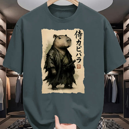 Cute Capybara Shirt, Funny Capybara Unisex T-Shirt/Hoodie/Sweatshirt HLT00 - Capybara Samurai Japanese Warrior Graphic Anime Ukiyo-e Art T-Shirt