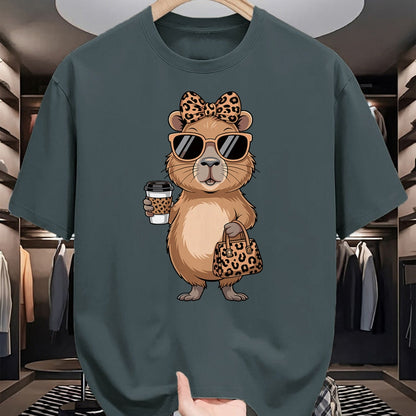 Cute Capybara Shirt, Funny Capybara Unisex T-Shirt/Hoodie/Sweatshirt HLT00 - Fashion Funny Leopard Capybara Coffee Cute Women Girls T-Shirt