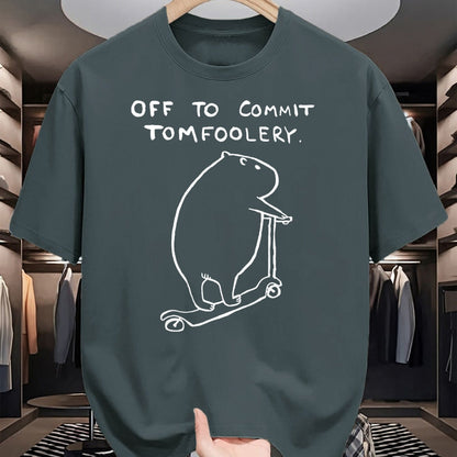 Cute Capybara Shirt, Funny Capybara Unisex T-Shirt/Hoodie/Sweatshirt HLT00 - Capybara Off to Commit Tomfoolery T-Shirt