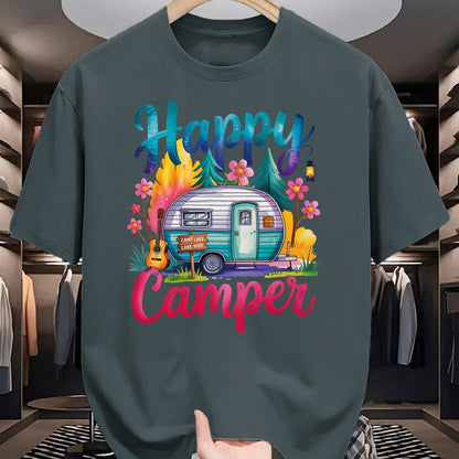 Funny Camping Shirt, Gift For Camping Lover Unisex T-Shirt/Hoodie/Sweatshirt HLT00 - Funny Happy Camper Camping Apparel Trailer RV Kids Women T-Shirt