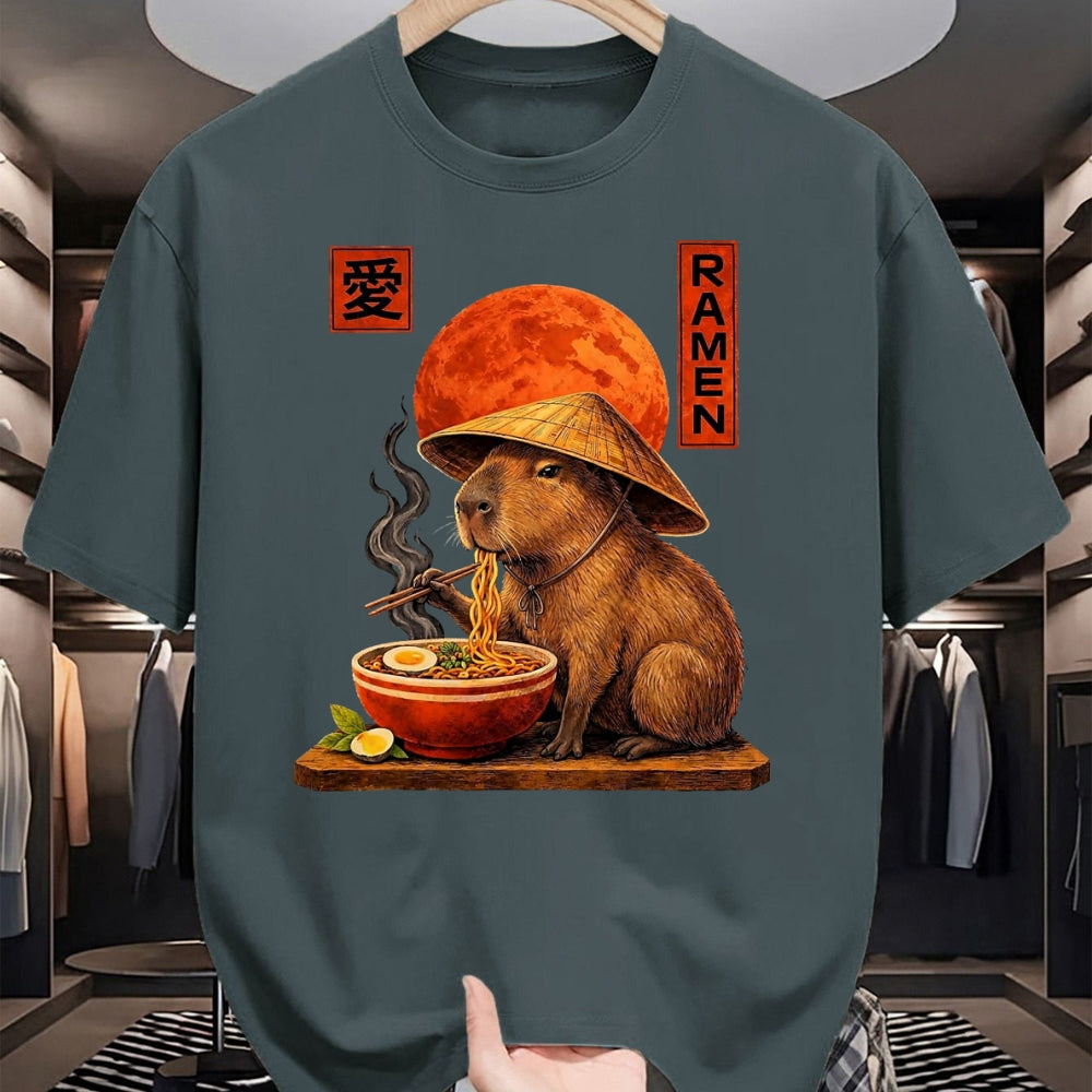 Cute Capybara Shirt, Funny Capybara Unisex T-Shirt/Hoodie/Sweatshirt HLT00 - Capybara Ramen Japanese Art Funny Anime Graphic Tee Kawaii T-Shirt, Men, Black, 3X-Large