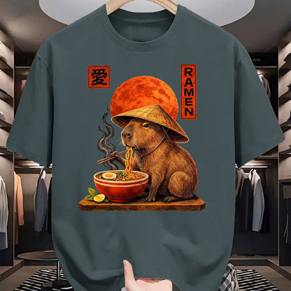 Cute Capybara Shirt, Funny Capybara Unisex T-Shirt/Hoodie/Sweatshirt HLT00 - Capybara Ramen Japanese Art Funny Anime Graphic Tee Kawaii T-Shirt, Men, Black, 3X-Large