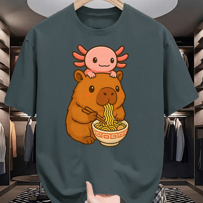 Cute Capybara Shirt, Funny Capybara UnisexT-Shirt/Hoodie/Sweatshirt HLT00 - Capybara Anime Ramen Axolotl Funny Graphic Kawaii Capibara T-Shirt