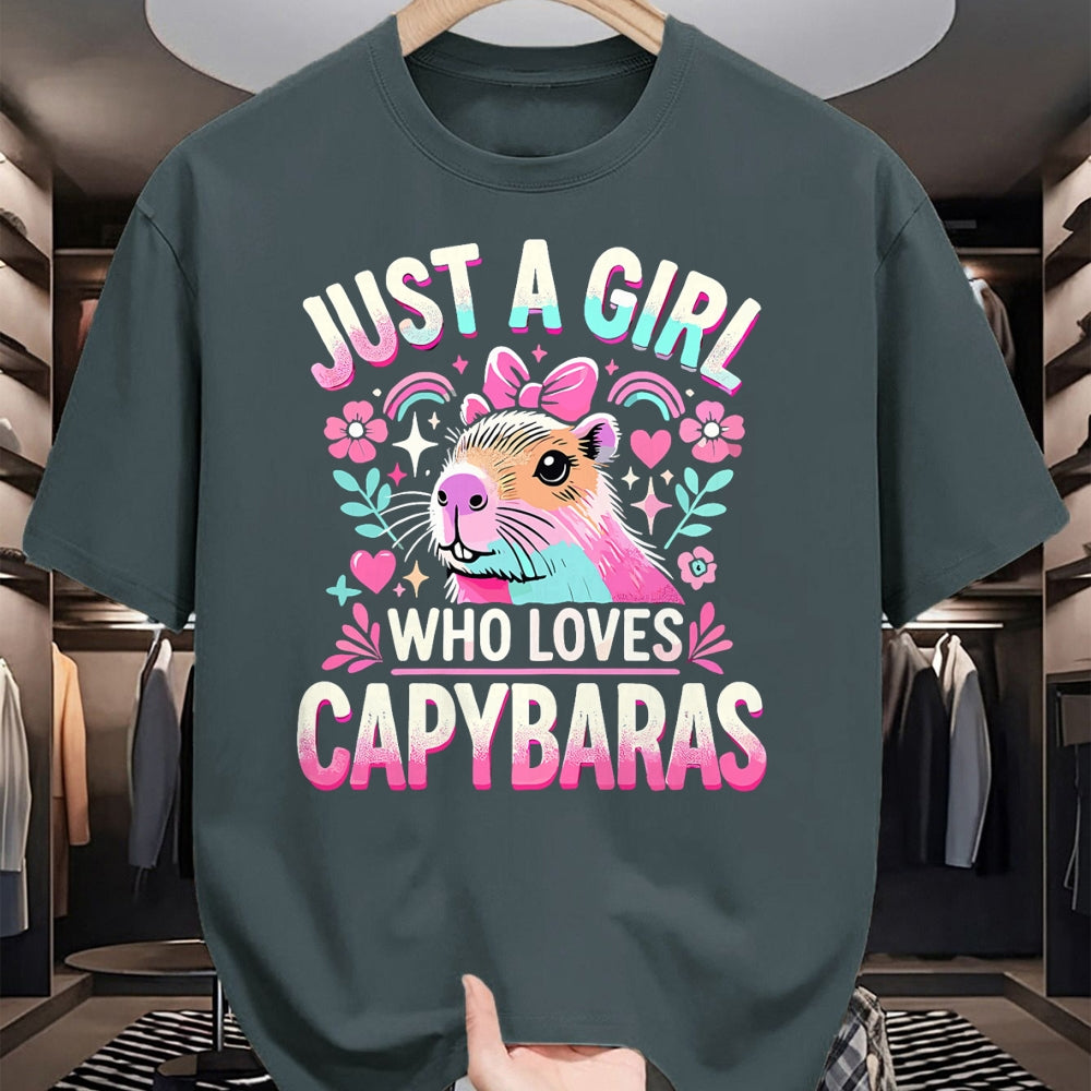 Cute Capybara Shirt, Funny Capybara Unisex T-Shirt/Hoodie/Sweatshirt HLT00 - Capybara Just a Girl who loves Capybaras T-Shirt (3)