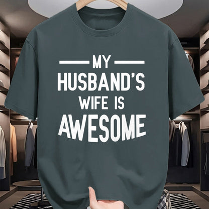 Best Wife Shirt, Wife and Husband Unisex T-Shirt/Hoodie/Sweatshirt HLT00 - Women's My Husband's Wife Is Awesome Funny T-Shirt (1)