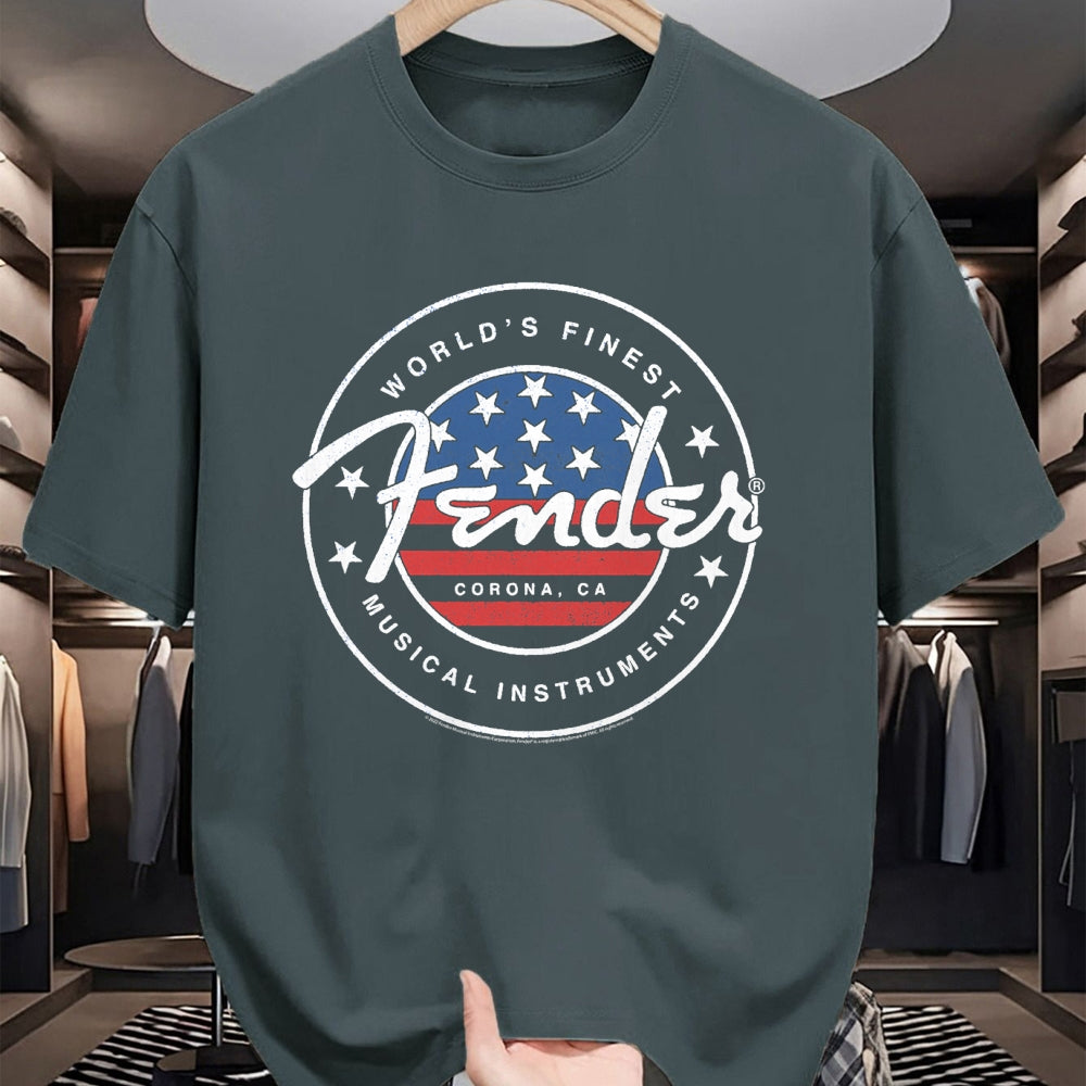 Guitar Lover Shirt, Funny Guitar UnisexT-Shirt/Hoodie/Sweatshirt HLT00 - Fender American Flag Circle Stamp Logo T-Shirt