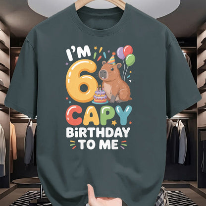 Cute Capybara Shirt, Funny Capybara Unisex T-Shirt/Hoodie/Sweatshirt HLT00 - I’m 6 Years Old Capy Birthday to Me Funny Capybara T-Shirt