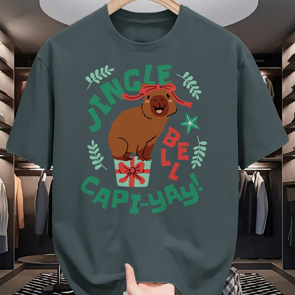 Cute Capybara Shirt, Funny Capybara Unisex T-Shirt/Hoodie/Sweatshirt HLT00 - Festive Capybara Long Sleeve T-Shirt