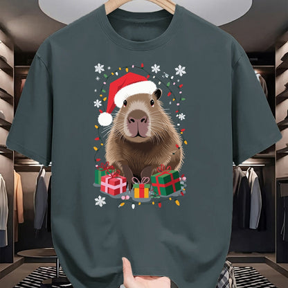 Cute Capybara Shirt, Funny Capybara Unisex T-Shirt/Hoodie/Sweatshirt HLT00 - Capybara Christmas Long Sleeve T-Shirt (5)
