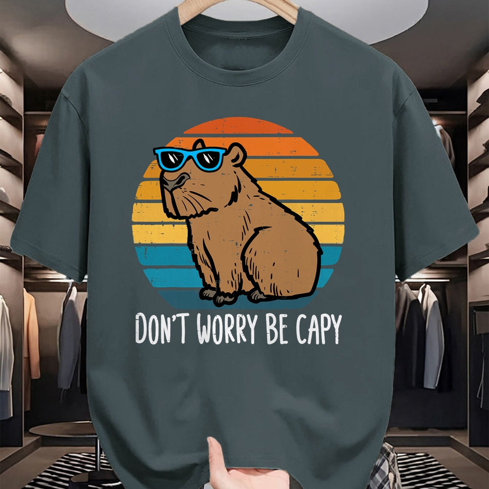 Cute Capybara Shirt, Funny Capybara Unisex T-Shirt/Hoodie/Sweatshirt HLT00 - Dont Worry Be Capy Capybara Retro Men Boys Kids Youth Women T-Shirt