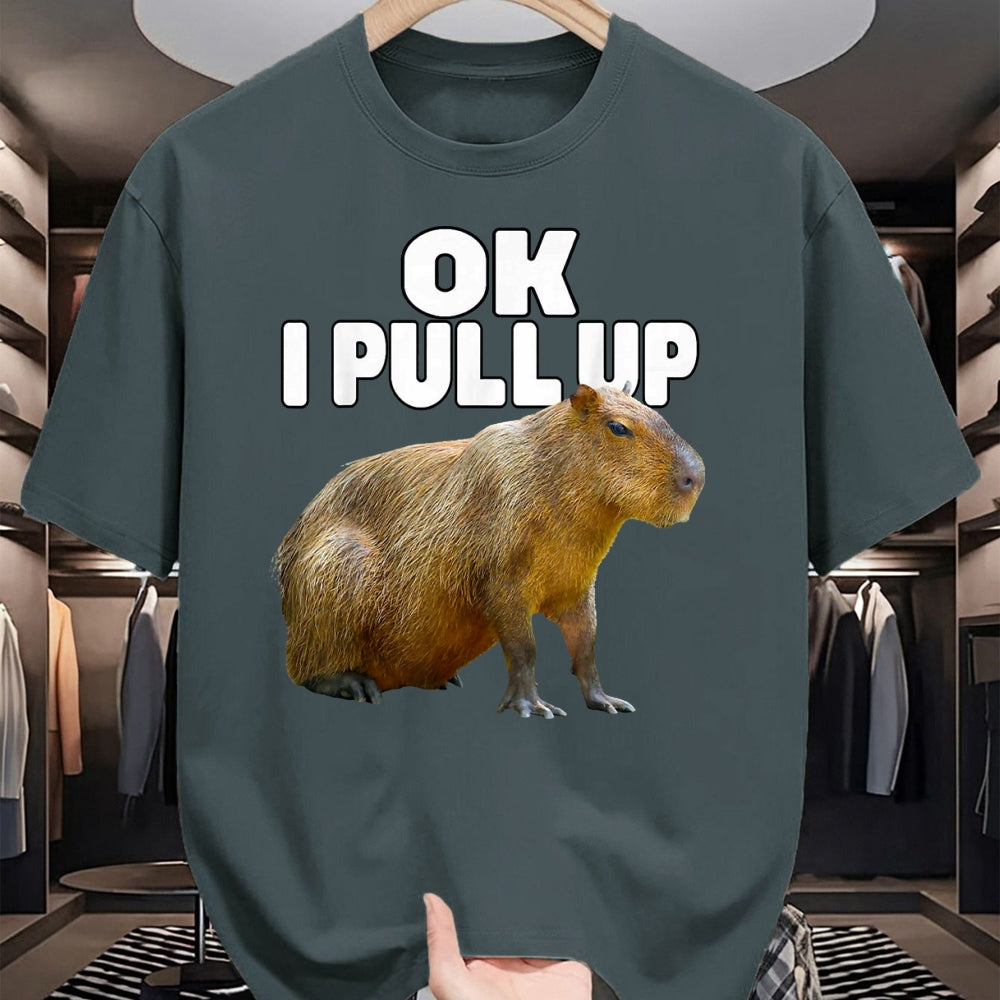 Cute Capybara Shirt, Funny Capybara Unisex T-Shirt/Hoodie/Sweatshirt HLT00 - Ok I Pull Up Capybara Funny Capybara Lover Dank Meme T-Shirt, Women, Black, Medium