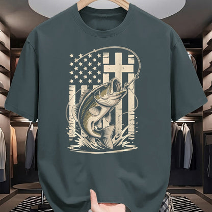 Funny Fishing Shirt, Gift For Fishing Lover Unisex T-Shirt/Hoodie/Sweatshirt HLT00 - Christian Fishing Camo Bass Fish American Flag Fishing Faith T-Shirt
