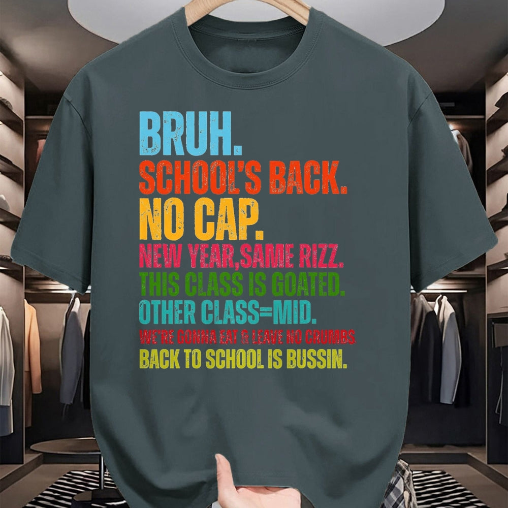Best Student Shirt, Funny Back To School UnisexT-Shirt/Hoodie/Sweatshirt HLT00 - Vintage Bruh We Back No Cap Bruh We_re Back Student Teacher T-Shirt, Men, Black, 3X-Large