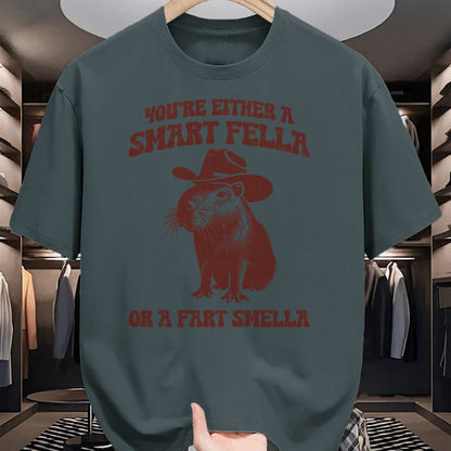 Cute Capybara Shirt, Funny Capybara Unisex T-Shirt/Hoodie/Sweatshirt HLT00 - Capybara Either Smart Fella Fart Smella Funny Men Women Kids T-Shirt