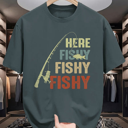 Funny Fishing Shirt, Gift For Fishing Lover Unisex T-Shirt/Hoodie/Sweatshirt HLT00 - Here Fishy Fishy Fishy Fishing Angler Deep Sea Fishing Funny T-Shirt