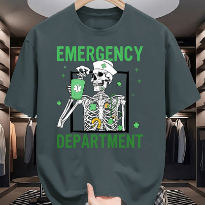 Patrick Day Shirts for Family, Funny Patrick Day shirts, st patrick's day Unisex T-Shirt/Hoodie/Sweatshirt HLT00 - Skeleton Emergency Department Coffee ER Nurse St Patrick Day T-Shirt (1)